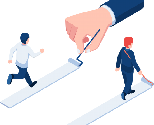 Isometric businessman paint his own path to success